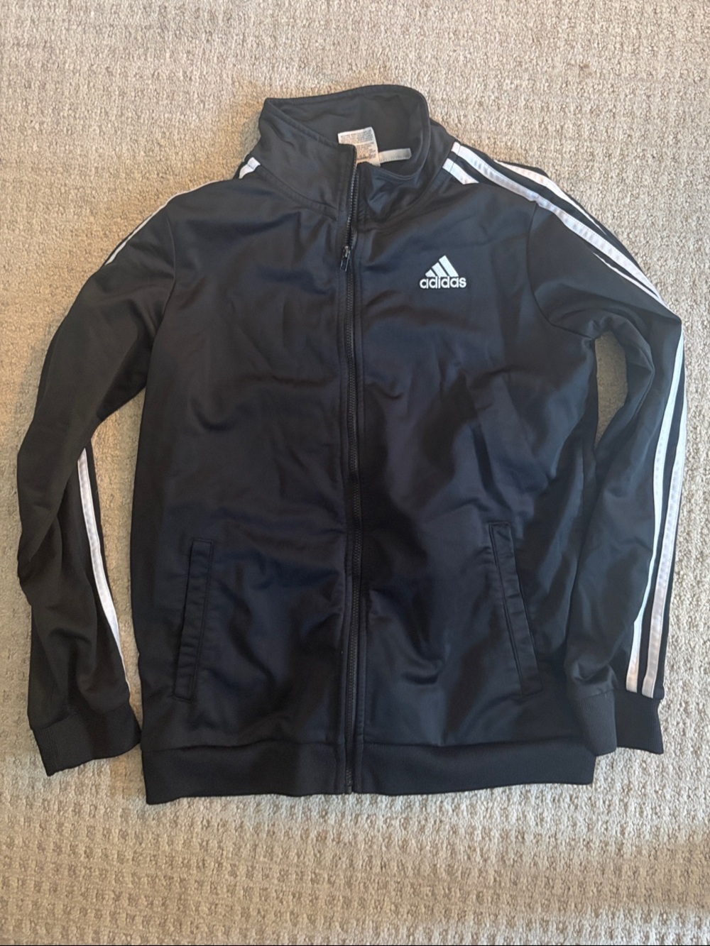 adidas Black Track Jacket with White Three-Stripes